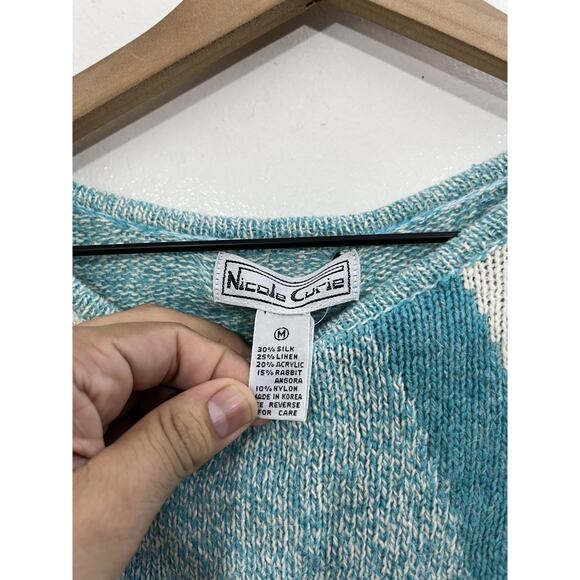 Vtg 80s 90s Angora Blend Sweater M Indie Preppy Chevron Y2K Grandma Eclectic - Picture 3 of 11